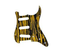 Kaish, battipenna per chitarra ST/Stratocaster stile Strat SSS, a 11 fori, per Stratocaster USA/Messico, nero, giallo, intrecciato
