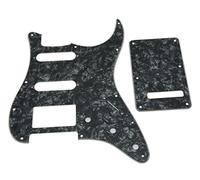 KAISH Battipenna per Stratocaster HSS a 11 fori con piastra posteriore ST tremolo, copertura per Stratocaster USA/Messico, Nero Perla