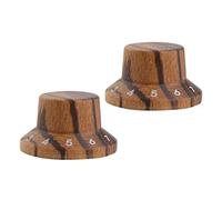 Kaish, confezione da 2 pomelli in legno stile LP/Strat, per chitarra e basso, con numeri da 1 a 10, in legno di acero/rosa/zebrato Pack of 2 Zebra Wood