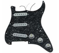 KAISH Loaded Strat SSS battipenna precablato ST Strat con pickup in ceramica per Fender Black Pearl con coperture e manopole bianche