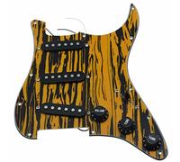 KAISH Loaded Strat SSS battipenna precablato ST Strat con pickup in ceramica per Fender Black Yellow Stripe con coperture e manopole nere