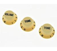 KAISH - Manopole per chitarra con lettere nere, per volume e tono, per Fender Strat, colore: Crema