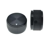 KAISH Manopole per potenziometri in alluminio, diametro 30 mm, con indicatore e vite per amplificatori AMP, preamplificatori, colore nero, con design zigrinato, confezione da 2 pezzi