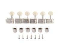 KAISH Pure Vintage Tuners Tuning Machines Pioli Chitarra Tuning Keys con Split Post per Strat/Tele/Jaguar Aged White Plastic Oval Knob Left Hand Nickel