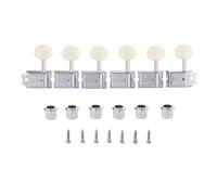 KAISH Pure Vintage Tuners Tuning Machines Pioli Chitarra Tuning Keys con Split Post per Strat/Tele/Jaguar Aged White Plastic Oval Knob Left Hand Chrome