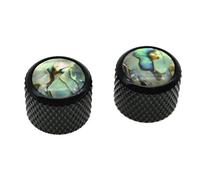 KAISH - Set di 2 manopole a cupola in abalone con inserti in abalone per chitarra, basso, per chitarra e chitarra e telecaster, colore: nero