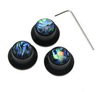 KAISH Set di 3 pomelli in metallo per vaso da 6 mm, con tappo in abalone per chitarra, basso, colore: nero