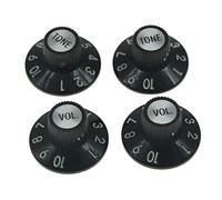 KAISH Set di 4 manopole a forma di cappello da strega con vite di fissaggio da 1/4", manopole per chitarra e basso, 2 volumi, 2 toni, per Telecaster Custom/Jazzmaster/amplificatori per chitarra, nero