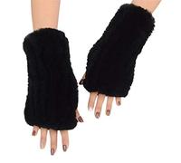 KAISHIN Guanti invernali caldi per donna Guanti in vera pelliccia di coniglio Rex per studenti (Nero)