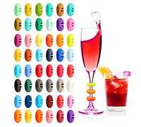 Kaisoil 48 Pezzi Segnabicchieri Silicone Segna Bicchieri Calici Riutilizzabile Segnabicchieri Colorati Per Calici, Calici Da Cocktail, Calici Da Champagne