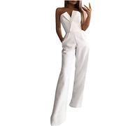 Kaistar Tuta Lunga Manica Corta da Donna Tuta Intera Elega Tuta con Pantaloni Casual Taglie Forti Jumpsuit Senza Maniche Playsuit Romper Spiaggia Rosso Jumpsuit XL