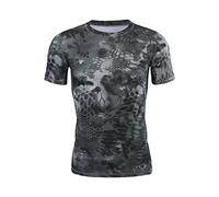 KAISUN Maglietta Estiva da Uomo, Maniche Corte Girocollo Slim Fit T-Shirt, Modello Pitone, per Running Gym Sport Workout (Color : Black Python, Size : XXL)