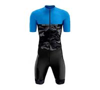 KAISUN Tuta da Triathlon a Maniche Corte da Uomo, MTB Body Trisuit Cycling Skinsuit with Gel Pad per Nuoto/Corsa/Ciclismo, Abbigliamento Ciclismo (Color : Typ-5, Size : XXL)