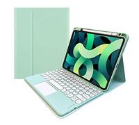 kaitesi Custodia con tastiera touch per iPad Air 11" (M3/M2)/Air (5a/4a generazione) 11"/Pro 11" (4a/3a/2a/1a generazione) con tastiera colorata rimovibile touchpad (verde menta)