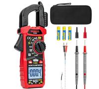 KAIWEETS Pinza Amperometrica AC/DC, Multimetro Pinza per Misurare Tensione/Corrente CC CA, Temperatura, Continuità, NCV, Diodo, Torcia, Retroilluminazione, Ganascia a D, KC604