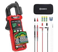 KAIWEETS Pinza Amperometrica Digitale 600A TRMS, Auto Misurazione Intelligente, 6000 Counts, Corrente e Tensione AC/DC, NCV, Corrente di Spunto, Resistenza, Capacità, Temperatura, Test Diodi e Continu