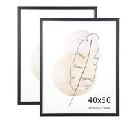 KAIWIN Cornice per Foto 40X50 Nera Set di 2, Cornice per Poster in Legno, Cornici per Foto 40x50 per Montaggio a Parete Display per Casa, Ufficio, Galleria, Vacanze con Foto, Poster, Puzzle