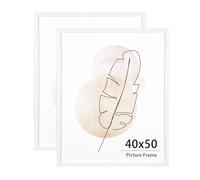 KAIWIN Cornice Portafoto 40x50 Bianca, Set di 2, Cornice per Poster in Legno, Cornici 40x50 per Montaggio a Parete per Casa, Ufficio, Galleria, Vacanze con Foto, Poster, Puzzle