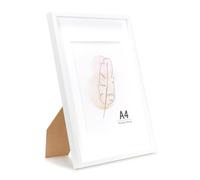 KAIWIN Cornice portafoto da parete e scrivania, bianca, formato A4, 1 pezzo, in legno MDF con vetro acrilico, da appendere e appoggiare, per soggiorno, camera da letto, studio