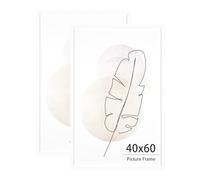 KAIWIN Set di 2 cornici bianche per poster, 40 x 60 cm, in legno, per montaggio a parete, per casa, ufficio, galleria, vacanze con foto, poster, puzzle