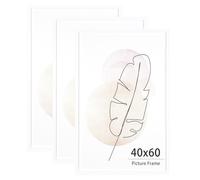 KAIWIN Set di 3 cornici bianche per poster, 40 x 60 cm, in legno, per montaggio a parete, per casa, ufficio, galleria, vacanze con foto, poster, puzzle