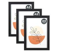 KAIWIN Set di 3 cornici portafoto formato A5, 21 x 14,8 cm, con vetro acrilico da appendere e posizionare, in legno A5, per foto, immagini