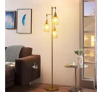 kaixunl Lampada Da Terra Dorata Lampada Da in Ferro Da Terra Retrò Vintage Da Terra A Forma Di Gabbia Per Uccelli, Adatta Per L'uso in Soggiorno, Camera Da Letto E27 H160cm
