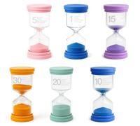 KAIYAY Set di 6 clessidre per bambini, con clessidra colorata per bambini, set da 1/5/10/15/20/30 minuti, timer in vetro per la vita dei bambini, apprendimento, tempistica, regali creativi