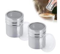 KAIYAYA 2 pezzi Spargi Zucchero a Velo in Acciaio Inossidabile Barattoli Sale Zucchero Acciaio Inox Spargizucchero con Coperchio Spargi a Velo Polvere Shakers per Cucina e Decorazione