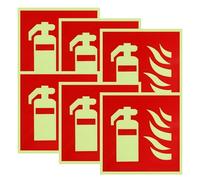 KAIYAYA 6 Pezzi Cartello Estintore 15 X 15 cm Pvc Fotoluminescente, Adesivi Estintore Misura, Antigraffio Autoadesivo Segnaletica di Sicurezza per Esterno Interno Casa Ufficio Cantiere e Auto