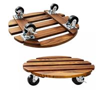 kaiyaya Carrello per Piante,Ø 30 cm Sottovaso con Ruote in Legno Girevoli,Ruote 360° Portavasi da Esterno,Porta Vaso da Balcone per Interno/Esterno,Resistente e Facile da Spostare