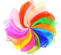 kaiyaya Foulard Colorati per Bambini,20 Pezzi Foulard Giocoleria,60x60cm da Danza,Tessuto Leggero,Sciarpe Magiche Quadrato per Danza Giocoleria Sensoriali da Ballo Spettacolo
