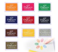 KAIYAYA Set di 10 cuscinetti di inchiostro, inchiostro per timbri, timbri per timbri per timbri artigianali, inchiostro per pittura lavabile colorato, per scrapbooking, creazione di carte, tessuto
