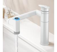 KAIYING Rubinetto girevole a 1080°, rubinetto lavabo regolabile in altezza, rubinetto da bagno con indicatore di temperatura (senza batteria), rubinetto da bagno a 1 foro con 2 modalità di uscita