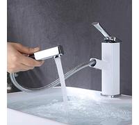 KAIYING Rubinetto per lavabo da bagno con spruzzatore estraibile, miscelatore monocomando per lavabo per acqua calda e fredda, rubinetto per lavello estraibile con beccuccio rotante (regolare, cromato