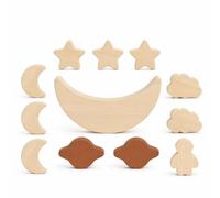 KAIYUEMAOYI Blocchi in Legno per Equilibrio e Logica, Giocattolo Educativo Impilabile per Bambini 4-6 Anni, Equilibrio spaziale luna e stelle