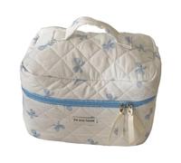 KAIYUEMAOYI Bowknot Borsa Cosmetica Borsa Trucco Da Viaggio Organizer Portatile in Poliestere con Manico Ergonomico E Spazio Multifunzionale Adatta per Donne E Ra, Blu