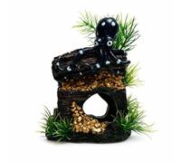 KAIYUEMAOYI Decorazione per Acquario con Pietra d'Aria - Ornamento Accessorio Acquario Tema Tesoro - sott'acqua, Cofanetto del tesoro con polpo GH1907