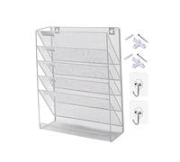 KAIYUEMAOYI Porta Documenti Metallo con Vasche Oblique Scaffale Parete Multilivello Contenitore File Verticale Salvaspazio Portariviste Mesh Metallico per Casa, Stile b