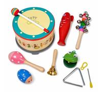 KAIYUEMAOYI Strumenti Musicali Bambini 1 Anno e Oltre, Set Percussioni in Legno Educativo per Educazione Prescolare, Regalo Compleanno e Natale , Tamburo coreano raffinato 9 tipi