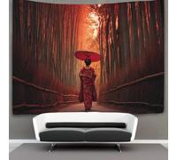 kaiyun 130cmx150cm Arazzo Da Parete Maiko passeggiano tra i boschetti di bambù di Arashiyama, Kyoto Telo Da Parete Bambini Arte Muraria Per Soggiorno Camera Da Letto Dormitorio Decorazione