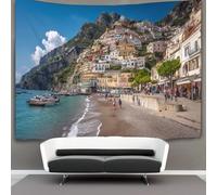 kaiyun 130cmx150cm Arazzo Da Parete Spiagge affollate sulla Costiera Amalfitana Telo Da Parete Bambini Arte Muraria Per Soggiorno Camera Da Letto Dormitorio Decorazione