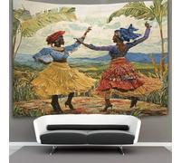 kaiyun 130cmx150cm Mujeres bailando en el paisaje de Guyana Arazzo Da Parete Festa tradizionale Telo Da Parete Bambini Arte Muraria Per Soggiorno Camera Da Letto Dormitorio Decorazione