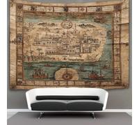 kaiyun 150cmx200cm Arazzo Da Parete Illustrazioni da un Manoscritto di Aden, Yemen Telo Da Parete Bambini Arte Muraria Per Soggiorno Camera Da Letto Dormitorio Decorazione