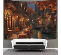 kaiyun 150cmx200cm Arazzo Da Parete Terrazza di un Caffè Lungo il Canale a Venezia Telo Da Parete Bambini Arte Muraria Per Soggiorno Camera Da Letto Dormitorio Decorazione