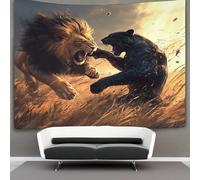 kaiyun 180cmx230cm Immagine realistica Arazzo Da Parete Leone And Leopard Telo Da Parete Bambini Arte Muraria Per Soggiorno Camera Da Letto Dormitorio Decorazione