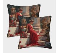 kaiyun 2 Pacchi 45x45cm Federe Per Cuscini Donna Copricuscini Ancient Greek Temple Leones Tigers Per Casa Divano Camera