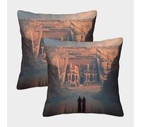 kaiyun 2 Pacchi 45x45cm Federe Per Cuscini Templi di Abu Simbel sul Nilo Copricuscini Per Casa Divano Camera