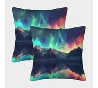 kaiyun 2 Pacchi 50x50cm Federe Per Cuscini Aurora boreale Copricuscini Bagliore etereo Per Casa Divano Camera
