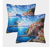 kaiyun 2 Pacchi 50x50cm Federe Per Cuscini Cinque Terre Copricuscini Isola Per Casa Divano Camera